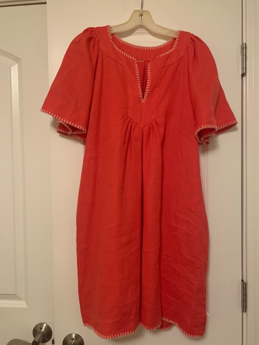 Magaschoni Finley flutter sleeve linen dress